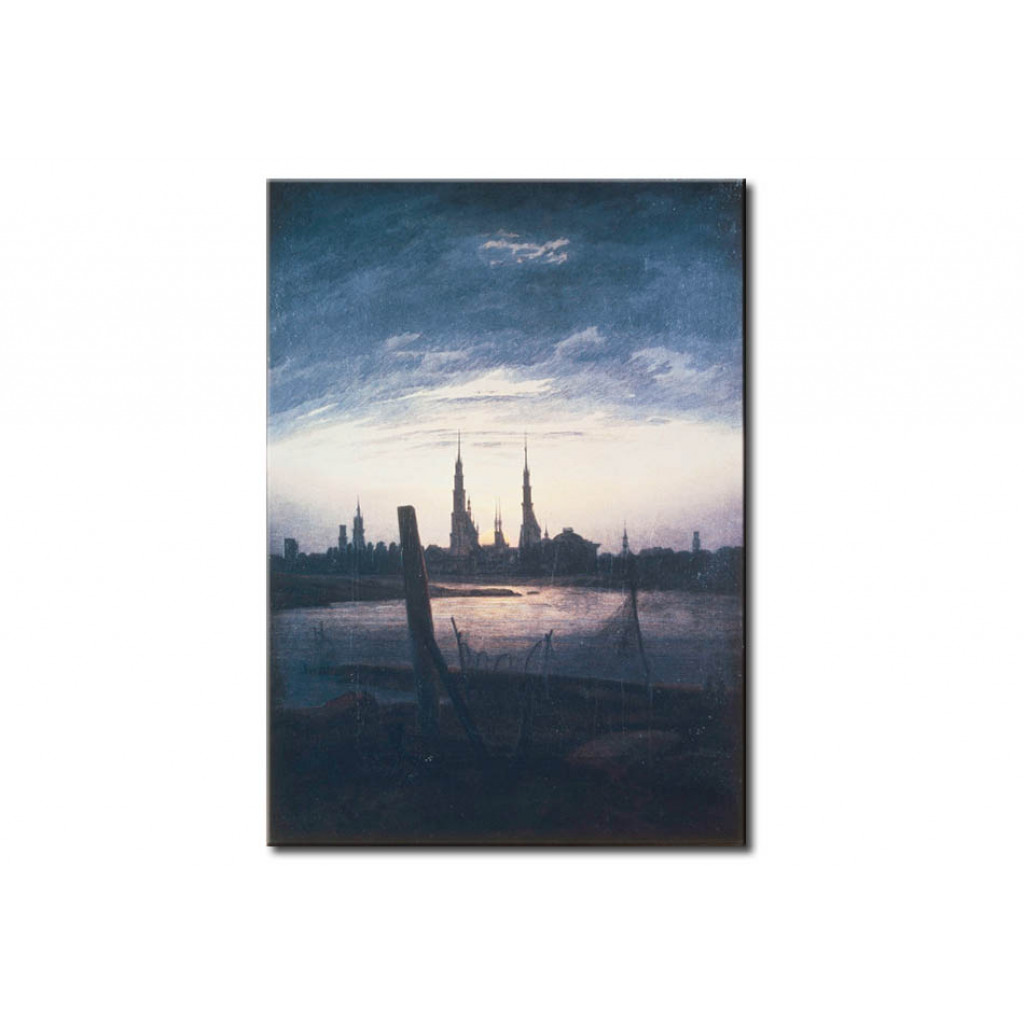 Schilderij  Caspar David Friedrich: City At Moonrise