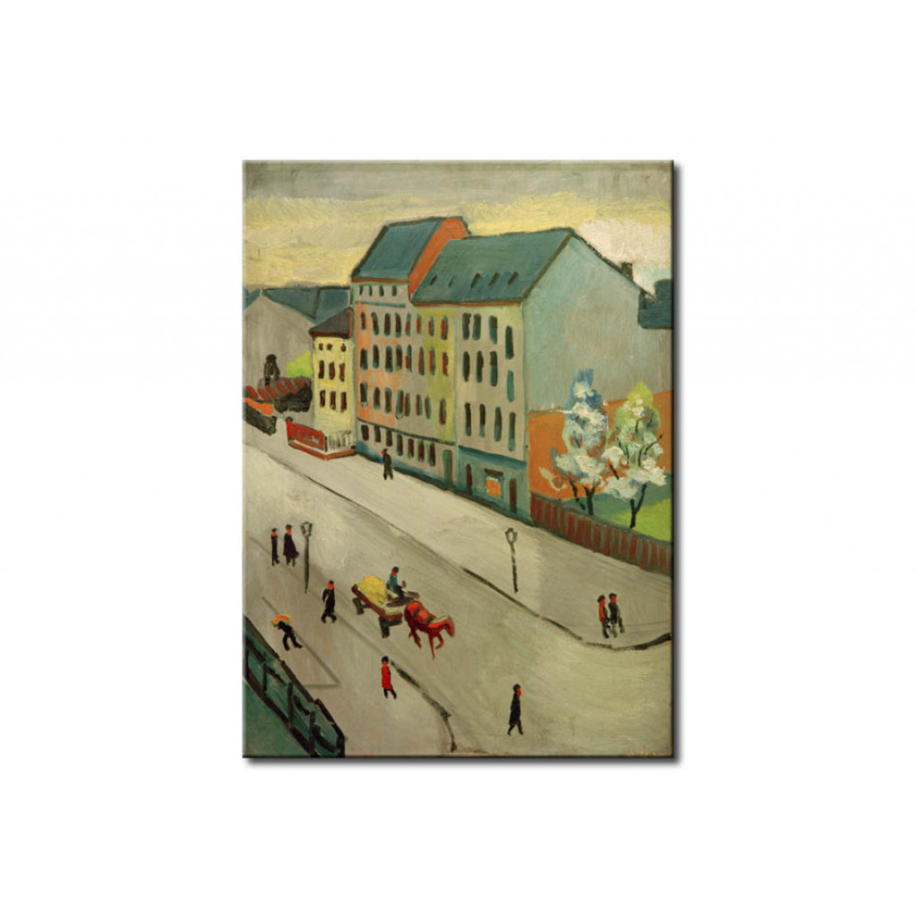 Schilderij  August Macke: Unsere Straße In Grau