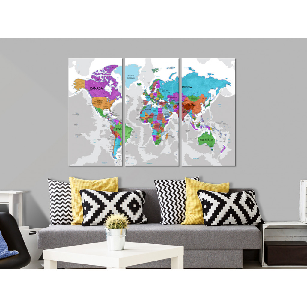 Pintura Em Tela World Map: Island Of Colours