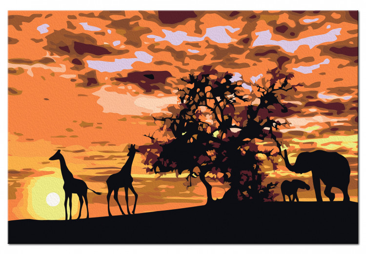 Obraz do malowania po numerach Na sawannie (żyrafy i słonie) 107507 additionalImage 6