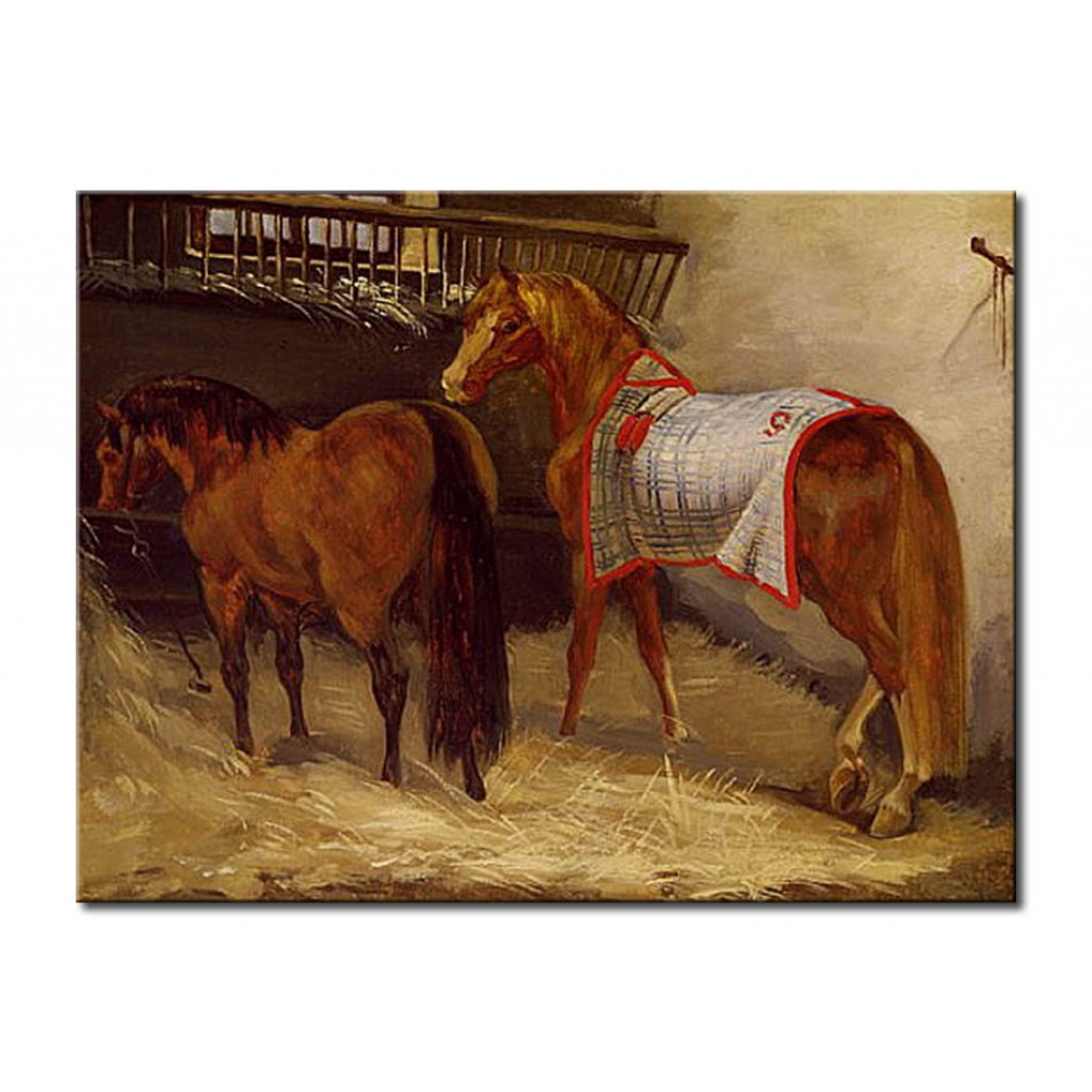 Schilderij  Théodore Géricault: Horses In The Stables