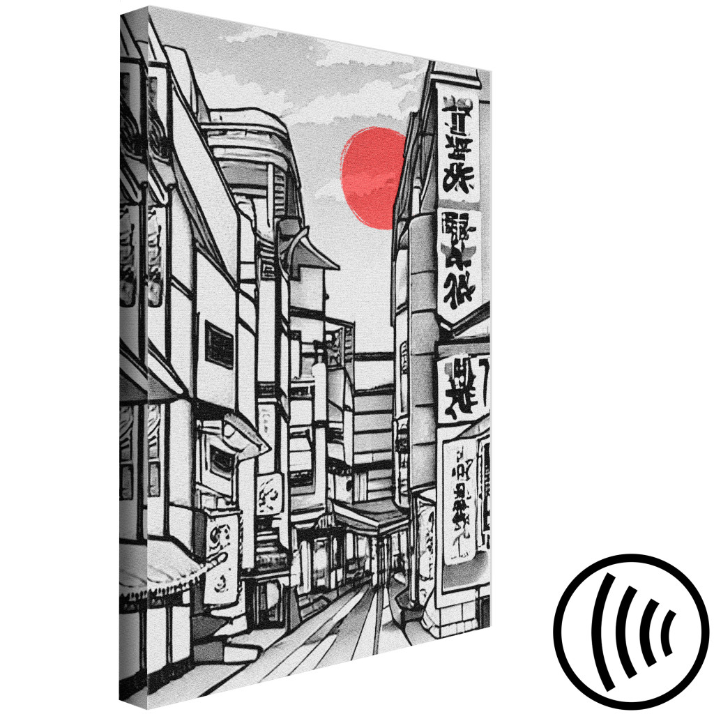 Obraz Ulica W Japonii - Czarno-biała Architektura Miasta We Wschodnim Stylu