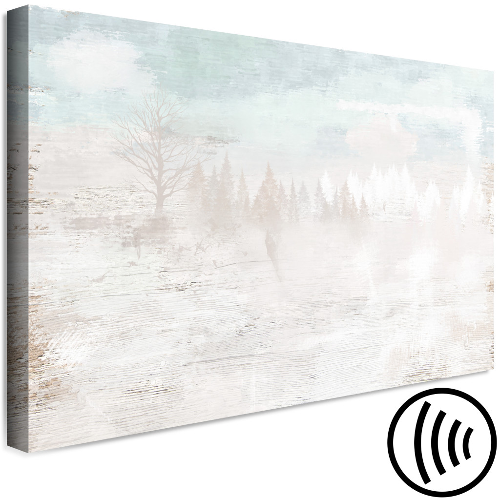 Obraz Spokojne Drzewa - Zimowy Pejzaż Malowany W Delikatnych Kolorach