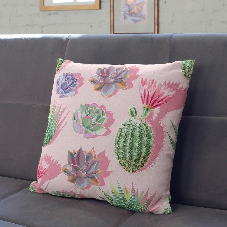 Mikrofaser Kissen Cactus gallery - graphic composition of succulents in shades of pink cushions 146907 additionalImage 3
