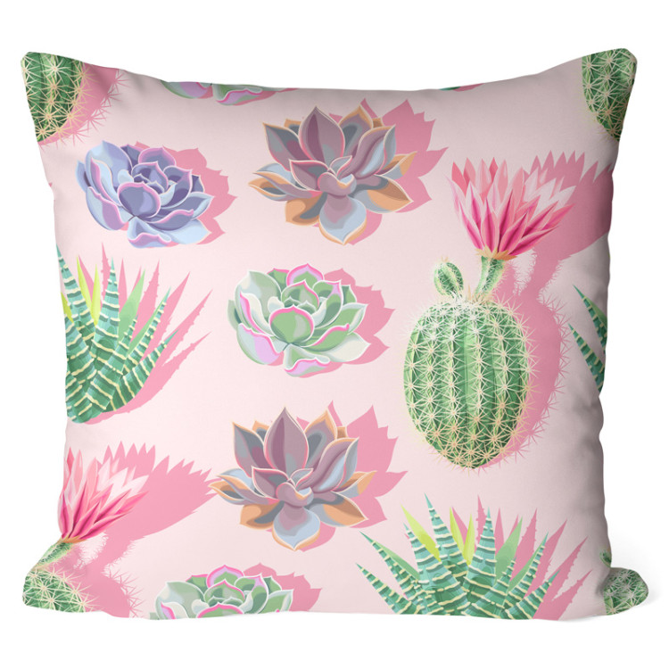 Mikrofaser Kissen Cactus gallery - graphic composition of succulents in shades of pink cushions 146907