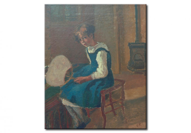 Reproduction sur toile Portrait de Jeanne avec ventilateur 53607