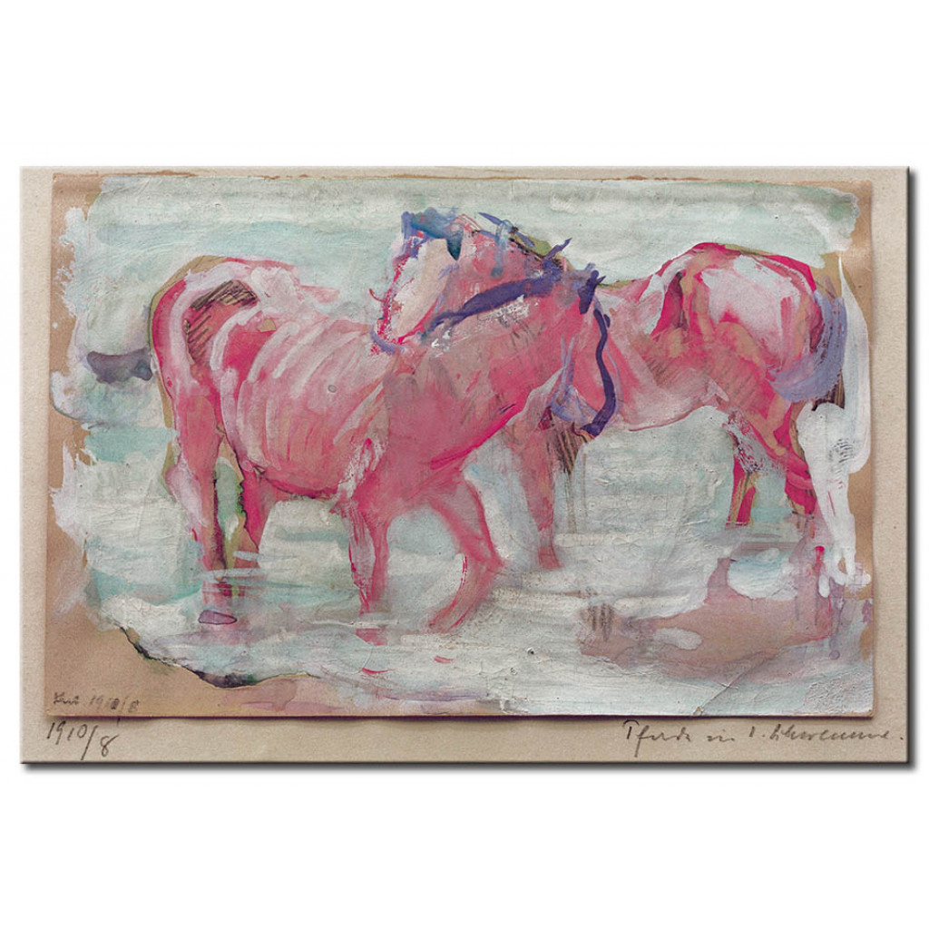 Schilderij  Franz Marc: Pferde In Der Schwemme