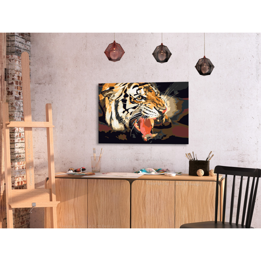 Obraz Do Malowania Po Numerach Ryczący Tygrys
