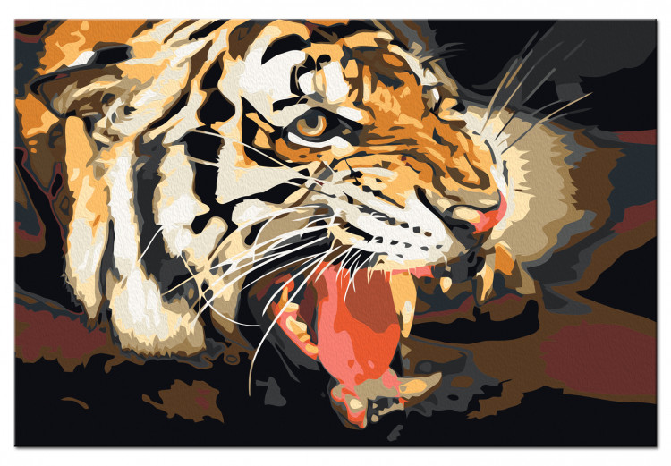  Dibujo para pintar con números Un tigre rugiendo 107317 additionalImage 6