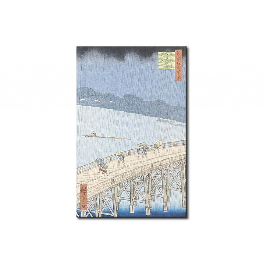 Schilderij  Utagawa Hiroshige: Sudden Shower On Ohashi Bridge At Ataka, From The Series '