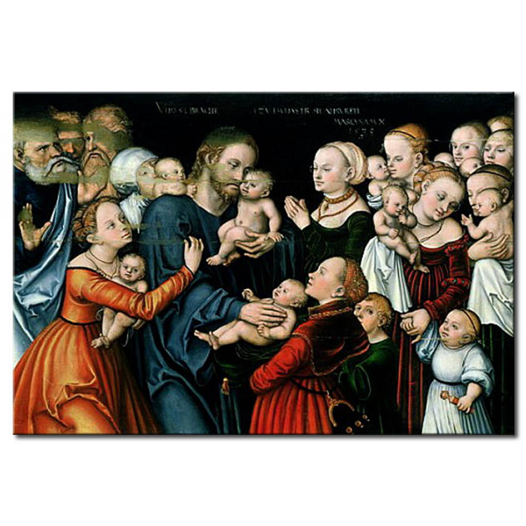 Schilderij  Lucas Cranach De Oudere: Suffer The Little Children To Come Unto Me