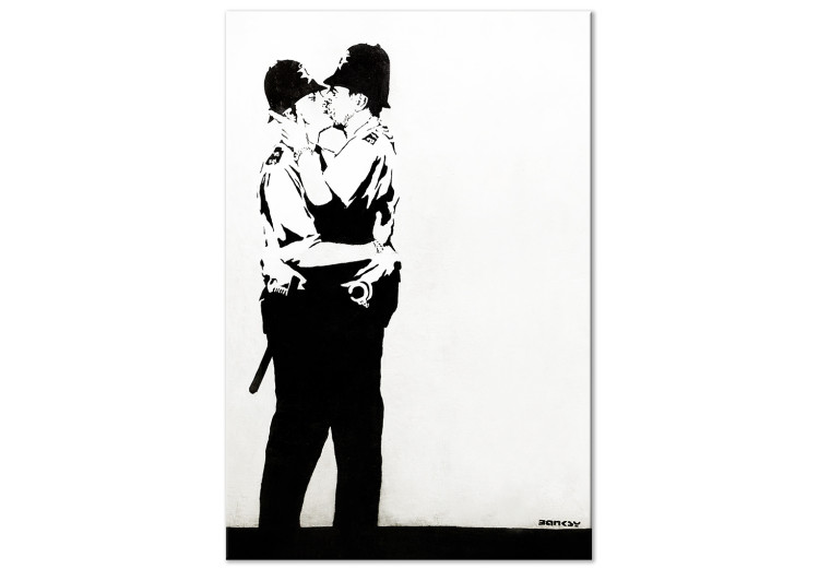 Obraz Pocałunek dwóch policjantów - młodzieżowa grafika w stylu street art 132417