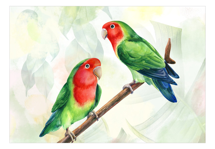 Carta da parati moderna Pappagallo - Uccelli colorati della giungla mostrati su sfondo chiaro 142317 additionalImage 1