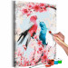 Paint by number Enamored Pink and Blue - Lovely Parrots Sitting on Branch and Pink Flowers 144617 additionalThumb 5