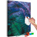 Obraz do malowania po numerach Ultrafiolet - duże dwukolorowe liście palmy na czarnym tle 146217 additionalThumb 5