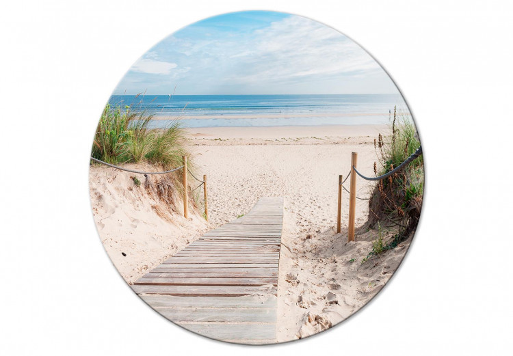Round Canvas Wooden Entrance to the Beach - Summer Landscape by the Sea 148617