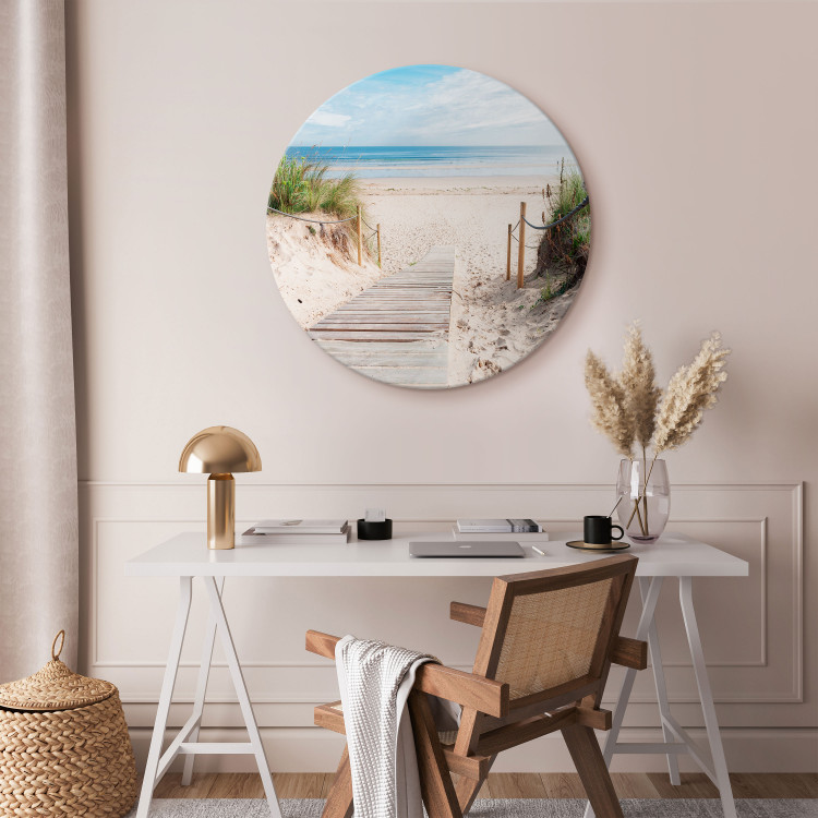 Round Canvas Wooden Entrance to the Beach - Summer Landscape by the Sea 148617 additionalImage 4