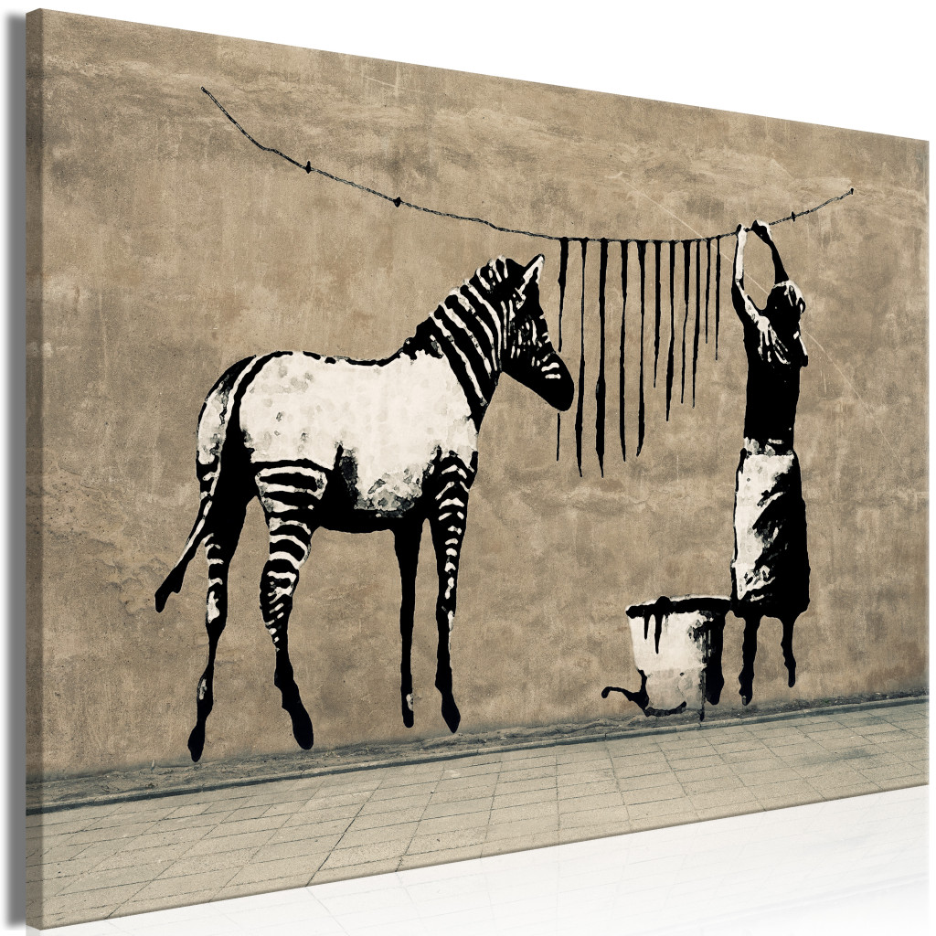 Schilderij Banksy: Washing A Zebra On Concrete [Large Format]