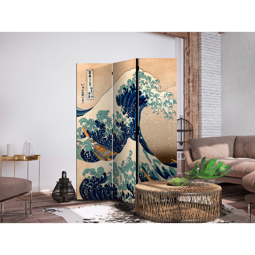 Parawan Pokojowy Hokusai: Wielka Fala W Kanagawie (Reprodukcja) [Room Dividers]