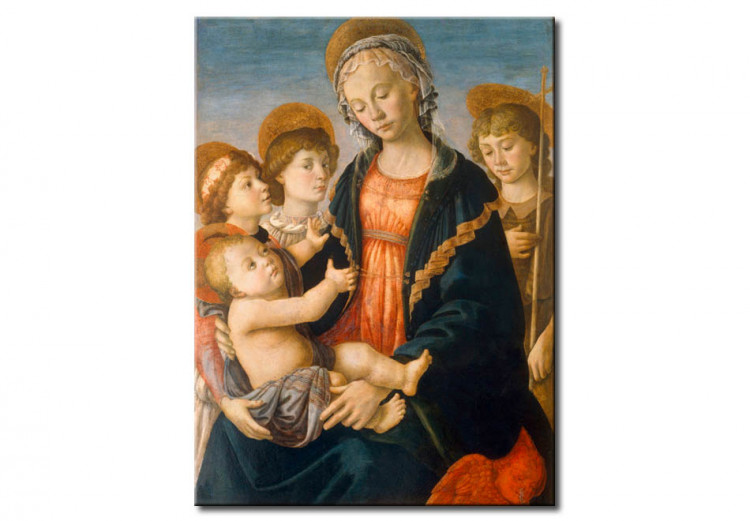 Riproduzione Maria e il Bambino, il ragazzo Giovanni e due angeli 51917