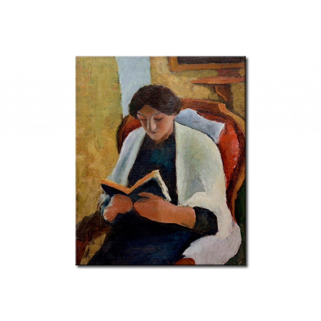 Schilderij  August Macke: Lesende Frau Im Roten Sessel