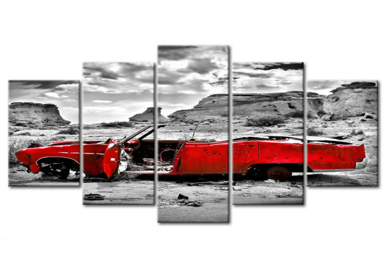 Quadro su tela Auto rossa in stile retro nel deserto del Colorado - 5 pezzi 59017
