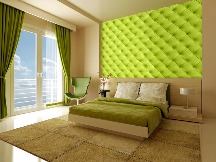 Wall Mural Lime Relaxation - Trendy Quilting Design with Leather Texture 61017