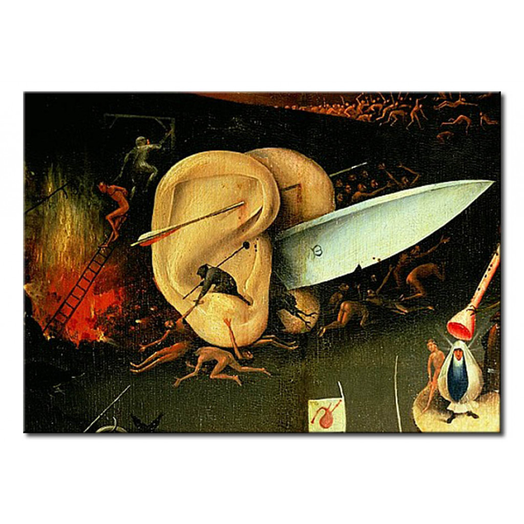 Quadro Famoso The Garden Of Earthly Delights: Hell, Right Wing Of Triptych, Detail Of Ears With A Knife