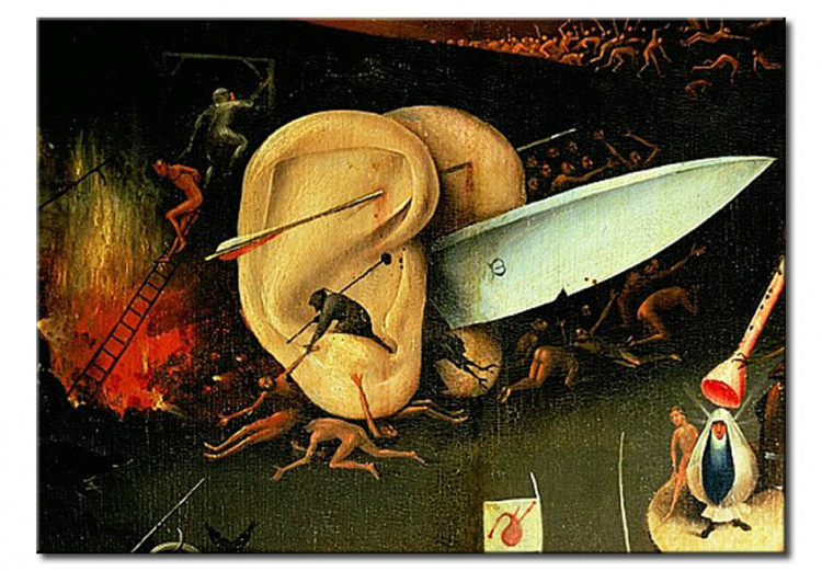 Reprodukcja obrazu The Garden of Earthly Delights: Hell, right wing of triptych, detail of ears with a knife 107927