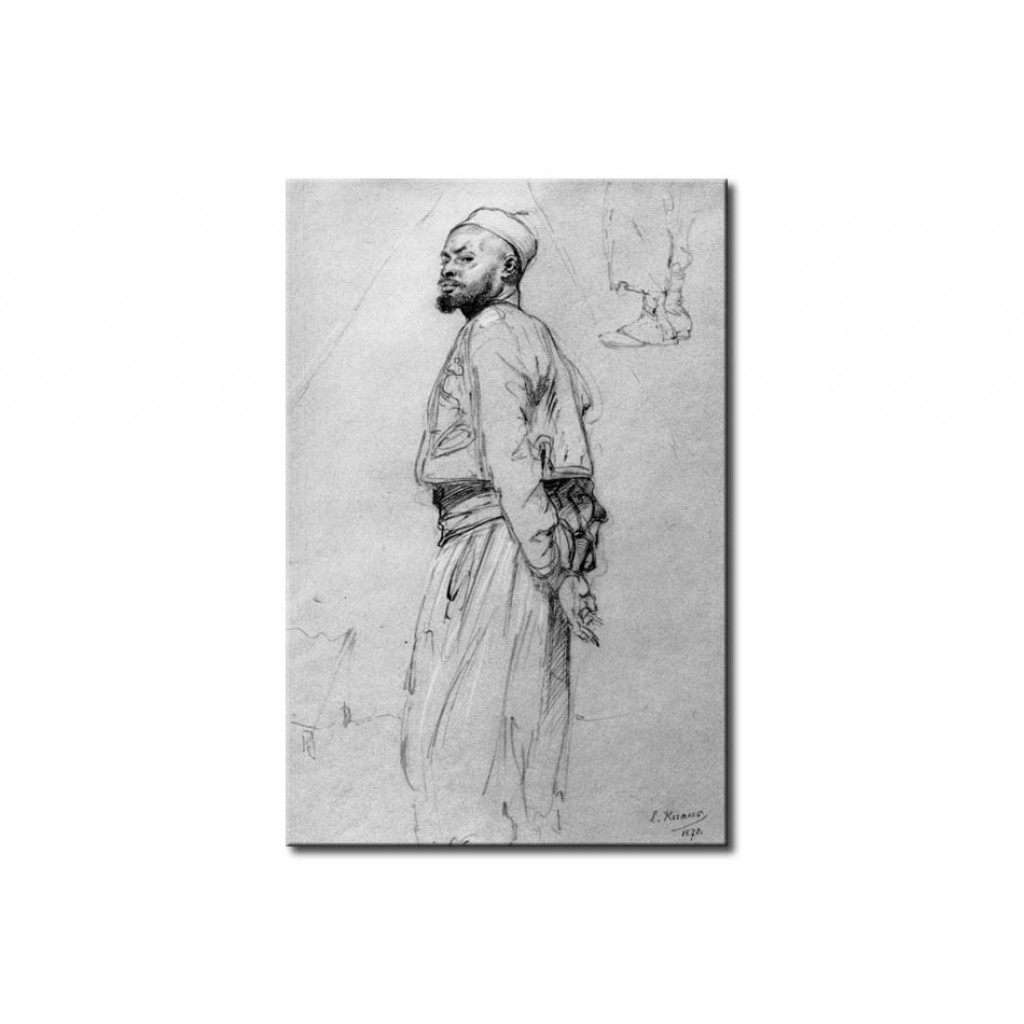 Schilderij  Ludwig Knaus: Stehender Marokkaner