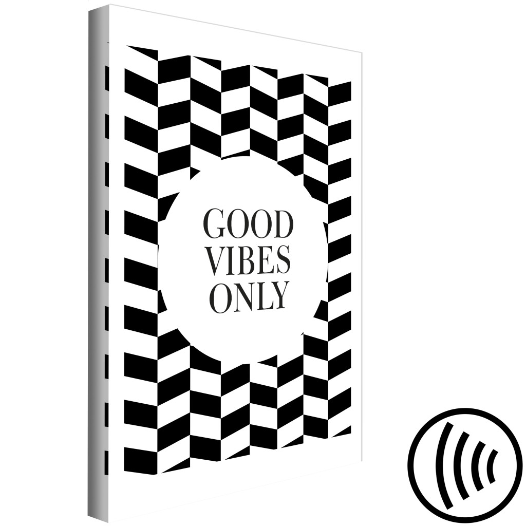 Obraz Optymistyczna Myśl - Czarno-biała Grafika Z Napisem Good Vibes Only