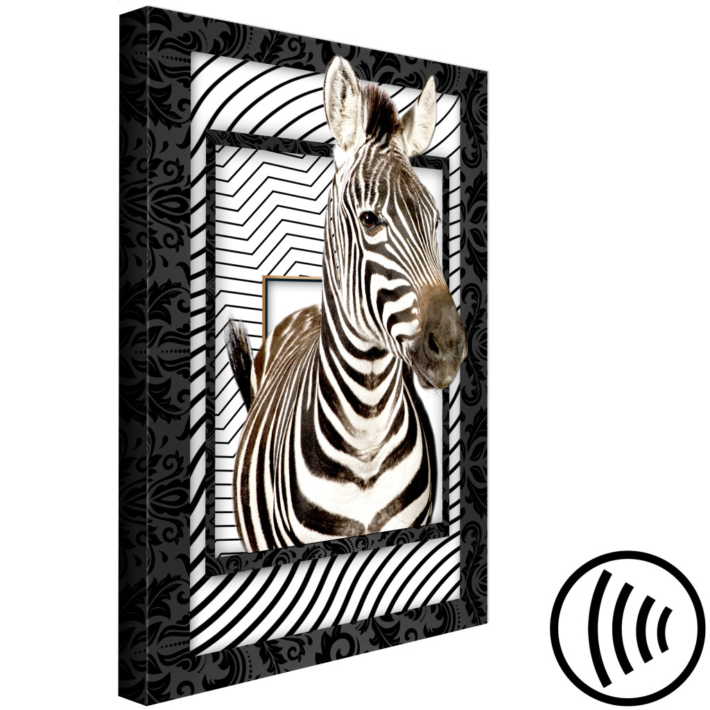 Obraz Zebra W Paski (1-częściowy) - Zwierzę W Czarno-białym Odcieniu Wzorów