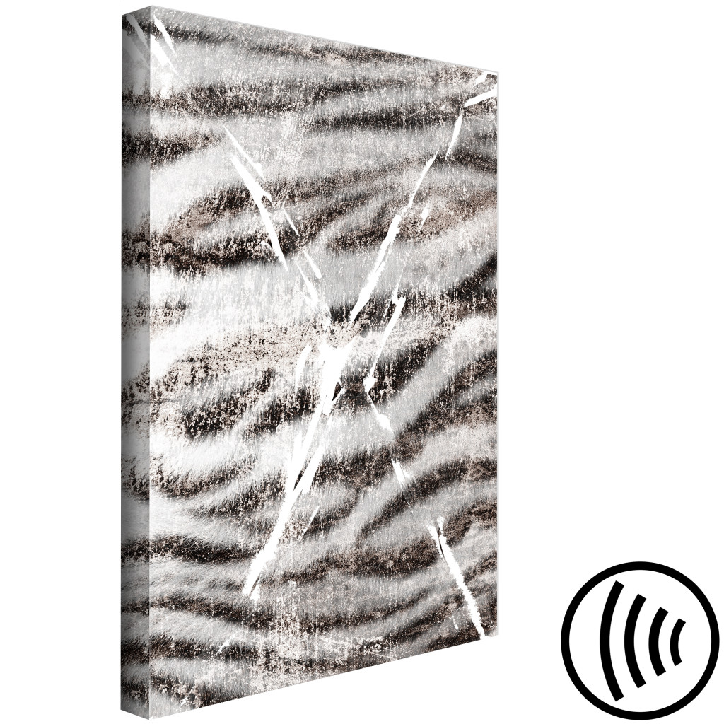 Quadro Pintado Pêlo De Tigre - Detalhe Texturizado Animal Em Tons De Cinza E Branco