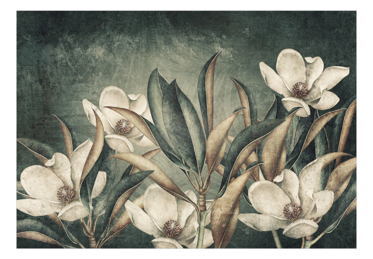 Fototapeta Dzika natura - białe kwiaty na zielonym tle w stonowanych kolorach 143727 additionalImage 1