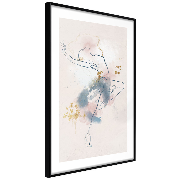 Wall Poster Linear Woman - Drawing of a Dancing Ballerina and Delicate Watercolor Stains 145127 additionalImage 7
