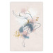 Wall Poster Linear Woman - Drawing of a Dancing Ballerina and Delicate Watercolor Stains 145127
