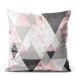 Sammets kudda Powdery triangles - geometric, minimalist motif in shades of pink 147127