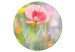 Round Canvas Spring Garden - Flowers in the Meadow in Pink Colors Lit by the Sun 148627