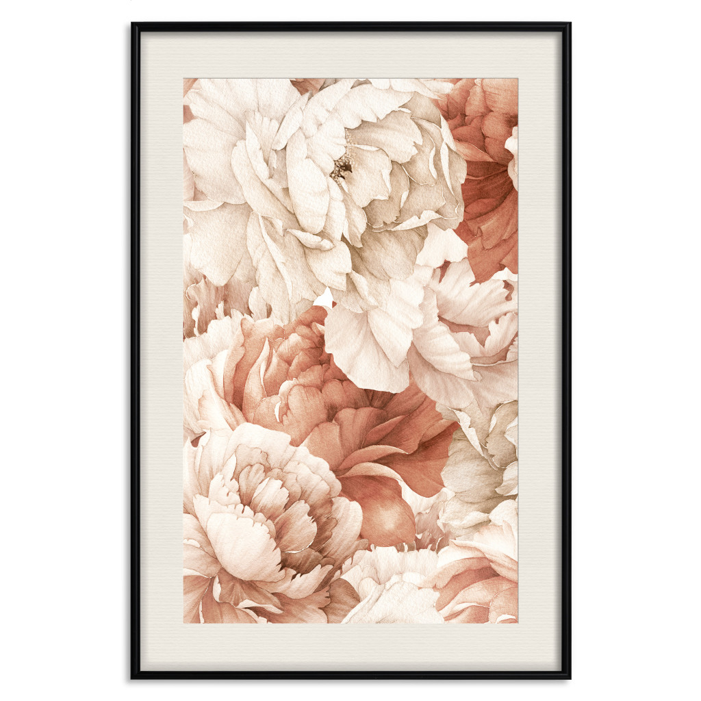 Posters: Peonies - Decorative Flowers Painted With Watercolor In Bright Colors