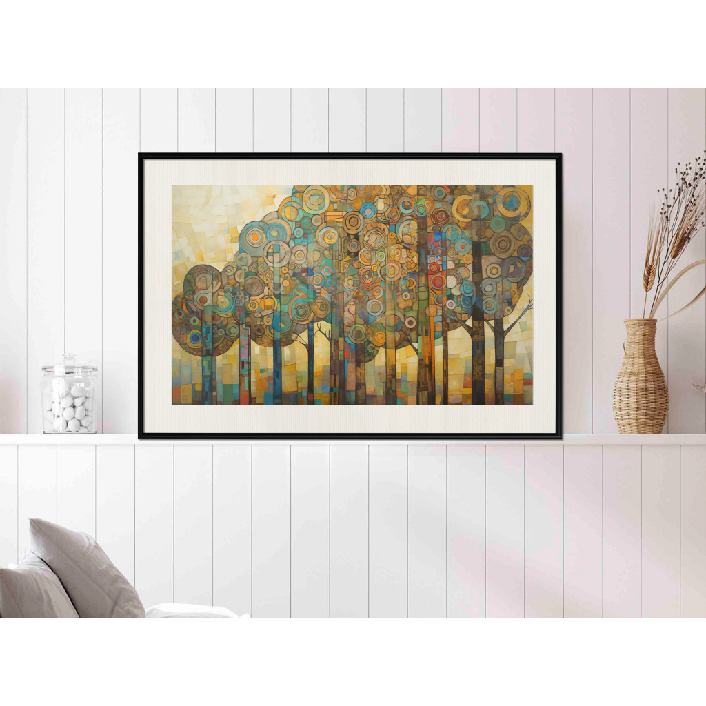 Muur Posters Mosaic Trees - An Abstraction With A Forest Motif Generated By AI