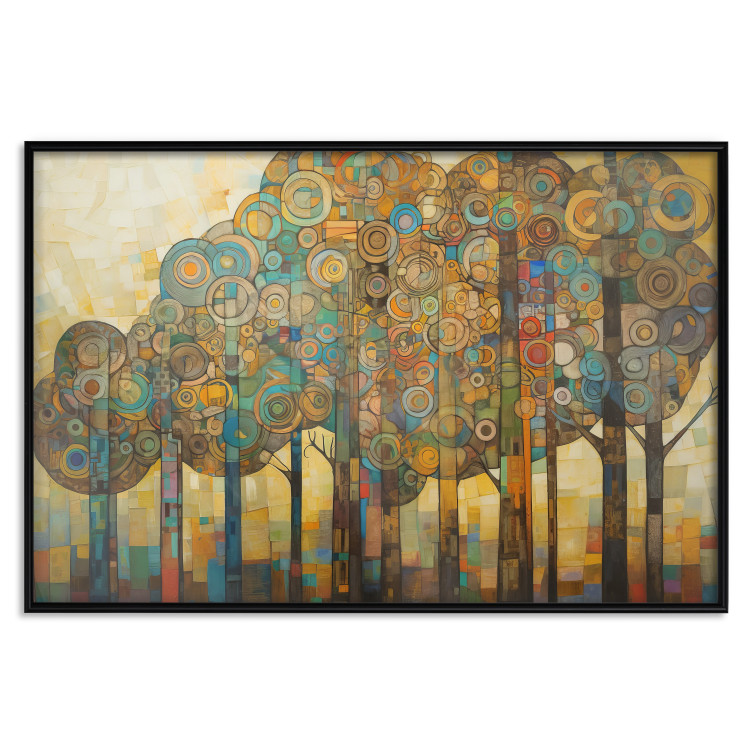 Póster Mosaic Trees - An Abstraction With a Forest Motif Generated by AI
