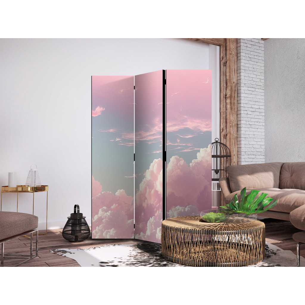 Biombo Decorativo Sky Landscape - Pink Clouds On A Blue Horizon [Room Dividers]