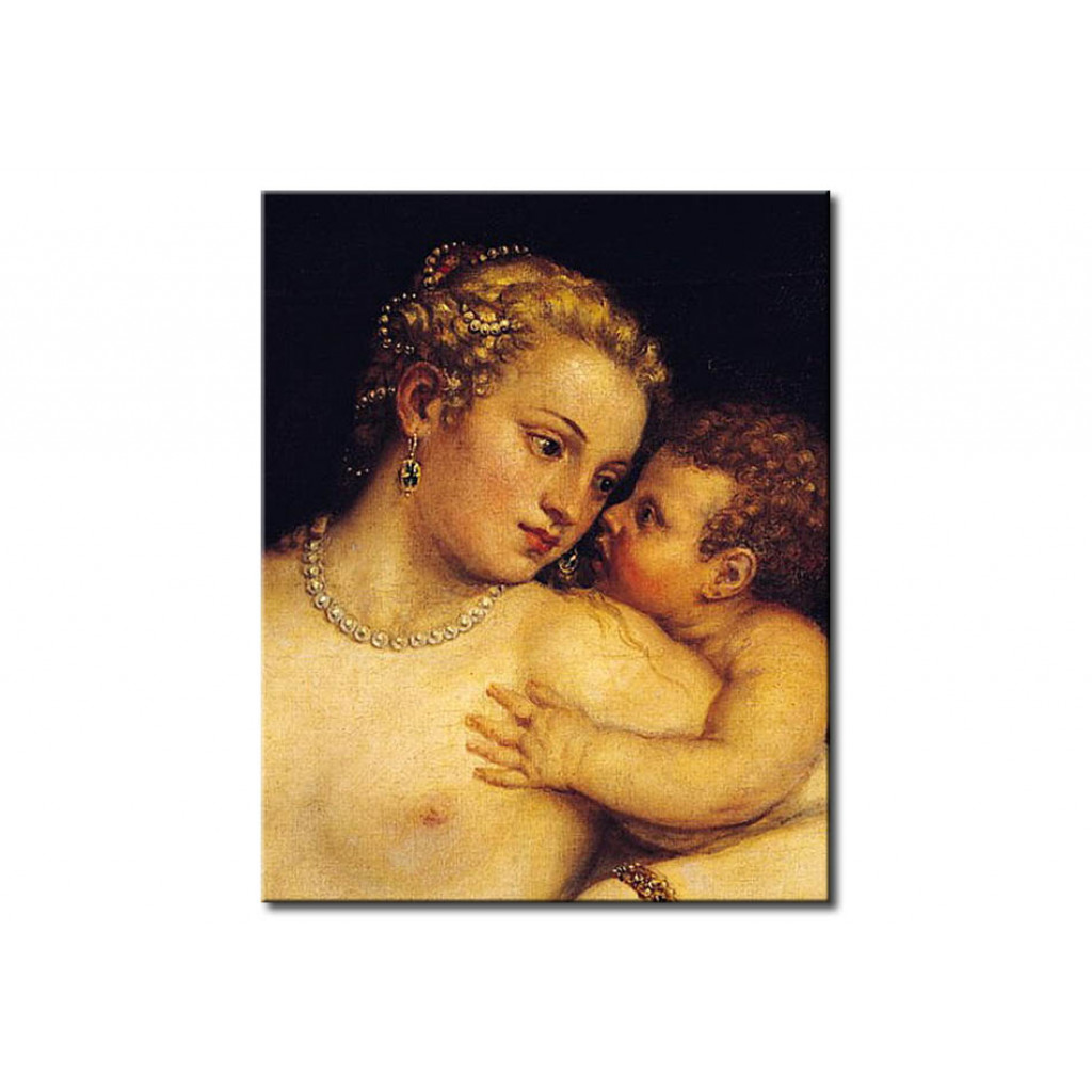 Schilderij  Titiaan: Venus Delighting Herself With Love And Music