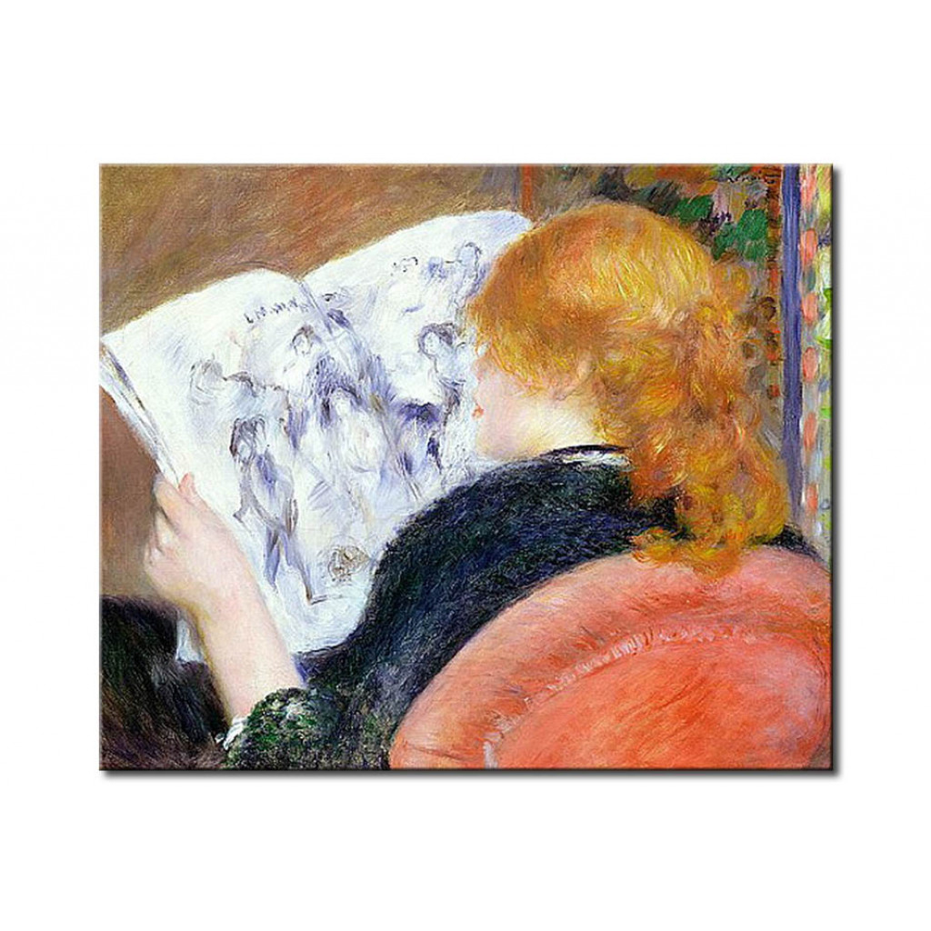 Schilderij  Pierre-Auguste Renoir: Young Woman Reading An Illustrated Journal