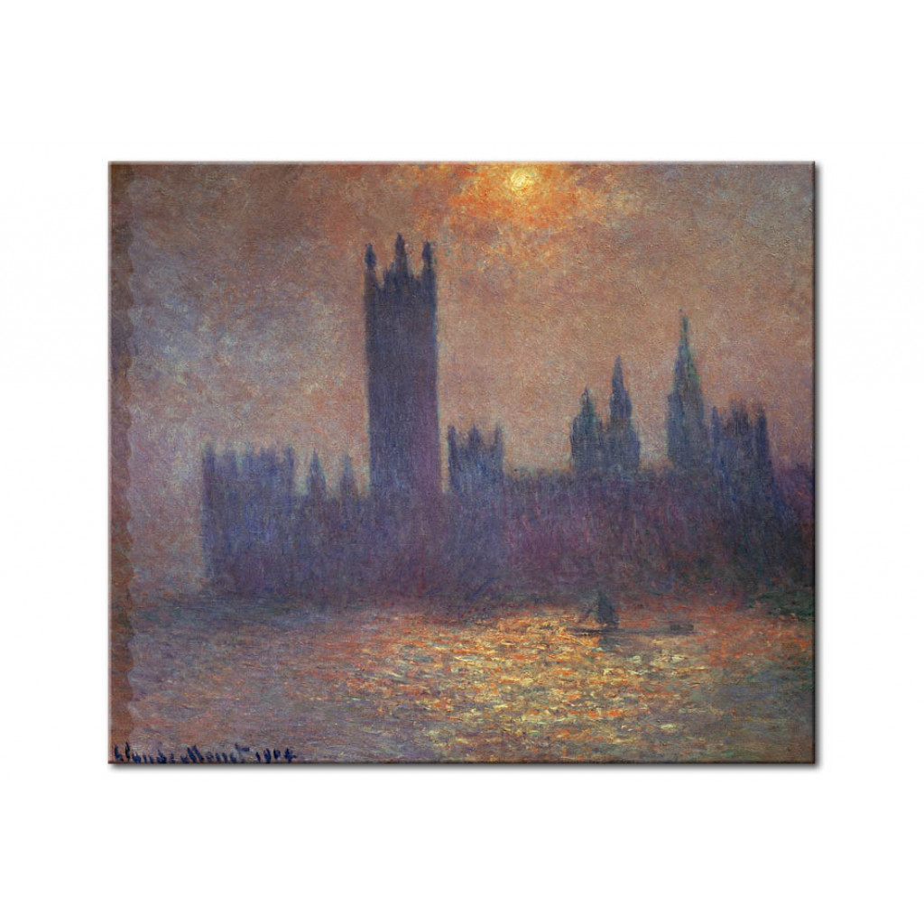 Schilderij  Claude Monet: Londres, Le Parlement, Effet De Soleil Dans Brouillard (London, Das Parlament, Sonne Im Nebel)