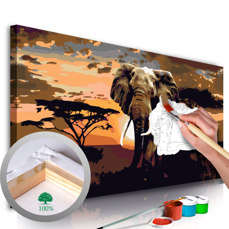 Dibujo para pintar con números Elefante africano (de tonos marrones) 107337