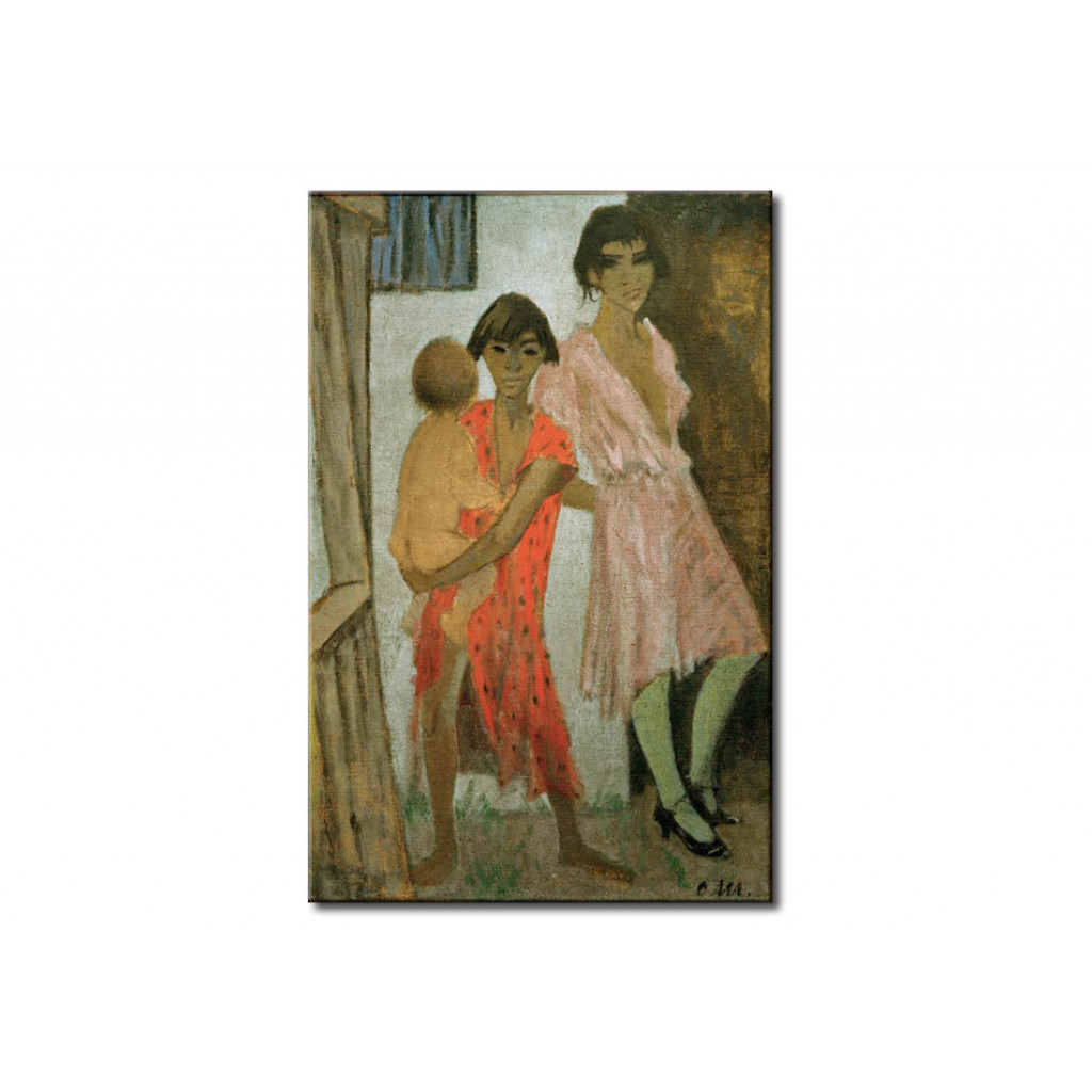 Schilderij  Otto Mueller: Stehende Zigeunerkinder