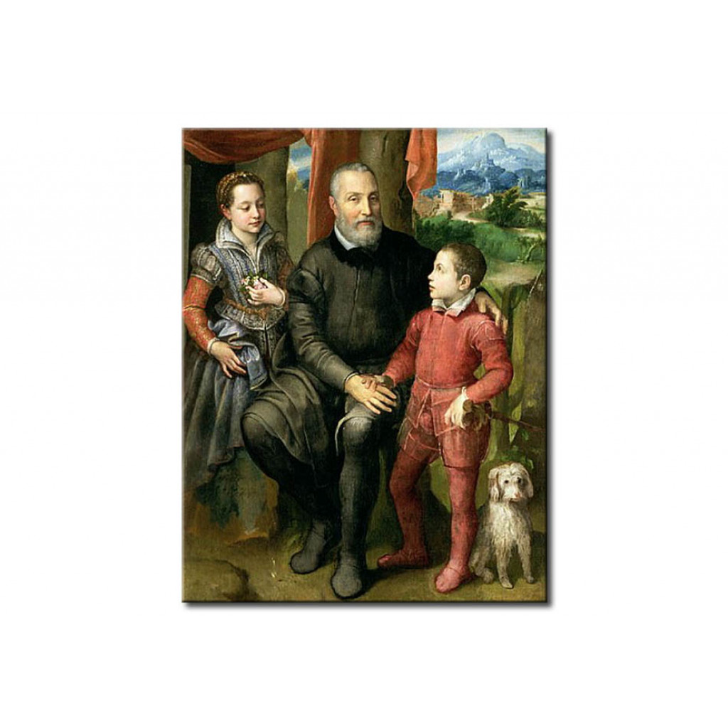 Canvastavla Portrait Of The Artist's Family, Minerva (sister) Amilcare (father) And Asdrubale
