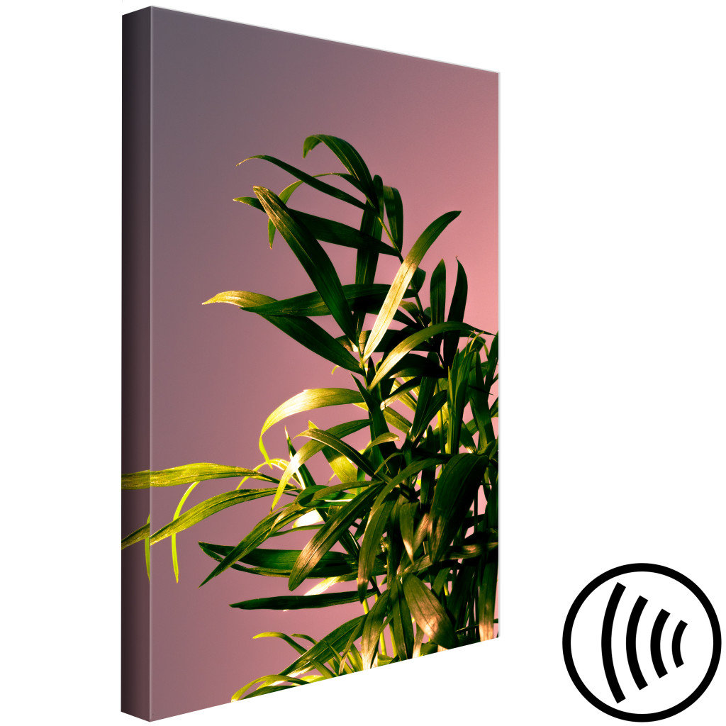 Obraz Roślinny Akcent - Minimalistyczne Zdjęcie Detalu Liścia Na Różowym Tle