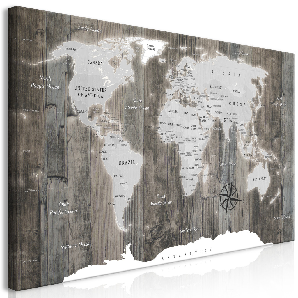 Schilderij World Map: Wooden World II [Large Format]